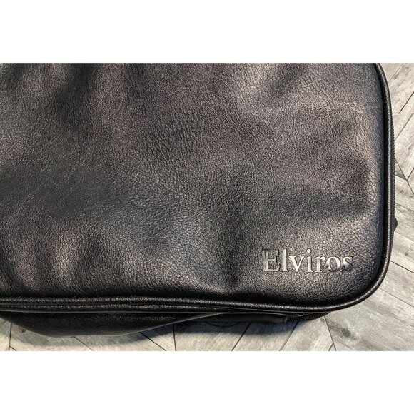 Elviros Toiletry Bag Large Travel Shaving Organizer  Black Leather 12"x6.7"x7.1" - Picture 10 of 11